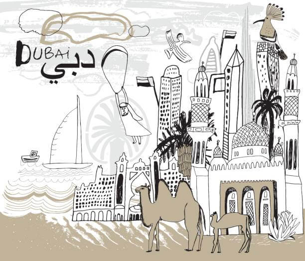 Professional Wall Painting Services in Dubai for Homes & Villas Decorative wall painting design with horses and camels artwork
